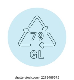 Glass recycling code GL 78 line icon. Consumption code. Editable stroke.