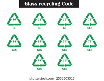 glass recycling codes on white background.