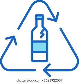 Glass Recycling Icon Blue Vector Illustration