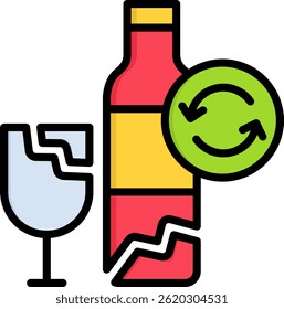 Glass Recycling Icon Lineal Color Vector Illustration