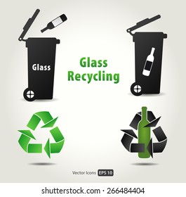Glass Recycling Icon Set