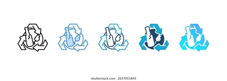 Glass Recycling icon set multiple style collection