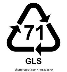 Glass recycling symbol 71 GLS, Glass recycling code 71 GLS, vector illustration