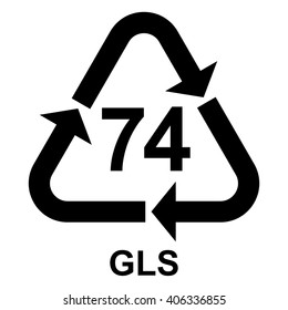 Glass recycling symbol 74 GLS, Glass recycling code 74 GLS, vector illustration