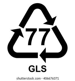 Glass recycling symbol 77 GLS, Glass recycling code 77 GLS, vector illustration