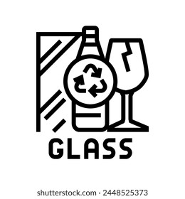 glass recycling waste sorting line icon vector. glass recycling waste sorting sign. isolated contour symbol black illustration