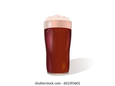 A glass of red beer. Invitation to the St. Patrick's Day. Greeting card. Free space for your ad or text. Vector illustration on white background.