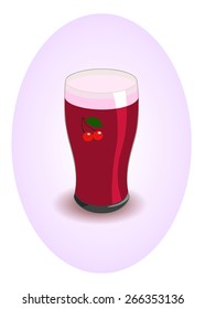 glass of red beer on oval background