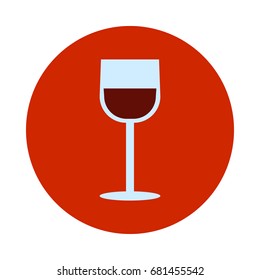 Glass of red dry wine flat icon. Round colorful button, circular vector sign. Flat style design