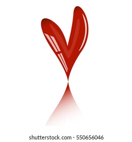 Glass red heart. Vector design.  Valentine's Day sign. Isolated on white background
