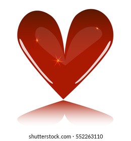 Glass red heart. Vector design.  Valentine's Day sign. 