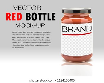 Glass Red Jar Mock Up. Realistic vector illustrations.