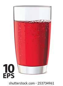 Vidrio de jugo rojo, aislado. Ilustración del vector