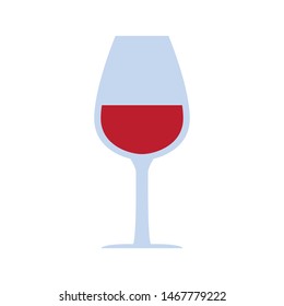 Glass with red liquid. Flat style wine glass icon. Vector illustration.