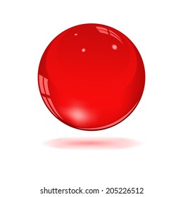 glass red sphere isolated on white, vector illustration