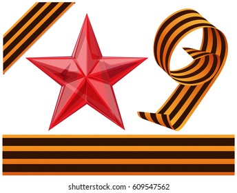 Glass Red Star and George Ribbons for Victory Day