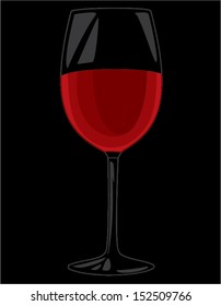 glass of red vino on black background