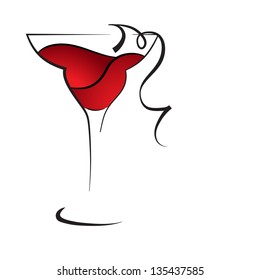 A glass with red wine