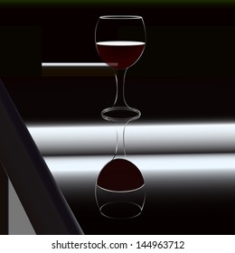 A glass of red wine.