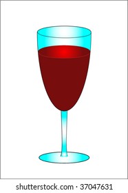 a glass with the red wine