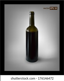 Glass red wine bottle. Vector illustration.