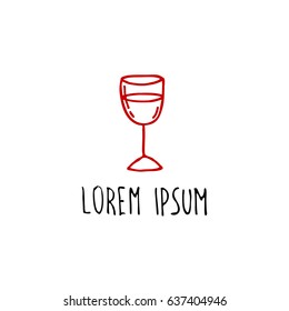 glass of red wine doodle icon