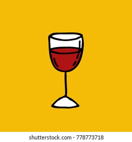 glass of red wine doodle icon