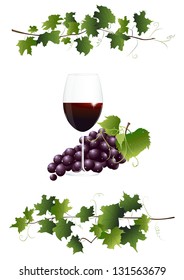 Glass with red wine and grapes