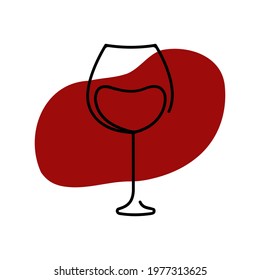 Glass of red wine. Hand drawn vector illustration. Isolated element on white background. Best for seamless patterns, posters, cards, menu and your design.