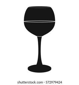 Glass of red wine icon in black style isolated on white background. Wine production symbol stock vector illustration.