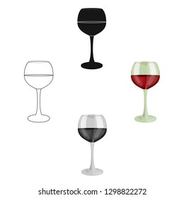 Glass of red wine icon in cartoon style isolated on white background. Wine production symbol stock vector illustration.