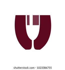 Glass of red wine icon vector, wine bar logo template, drink sign