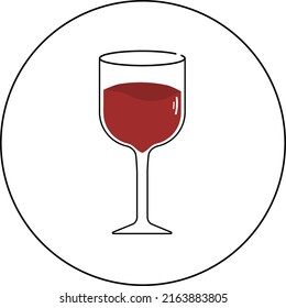 Un vaso de vino tinto. Un icono con una copa de vino. Ilustración vectorial del alcohol en un vidrio