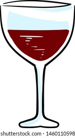 Glass of red wine, illustration, vector on white background.