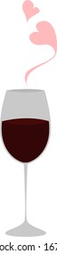 Glass of red wine, illustration, vector on white background.