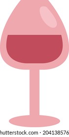 Vidrio de vino tinto, ilustración, vector, sobre fondo blanco.