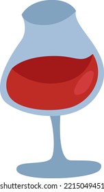 Glass of red wine, illustration, vector on white background.