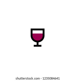 glass with red wine line icon.  mulled wine icon flat. Black simple pictogram isolated on white background. Vector illustration. Holiday, celebration, toast, party.