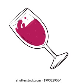 glass with red wine on background