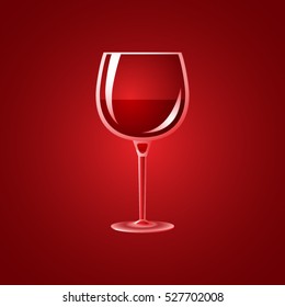 glass with red wine on a red background