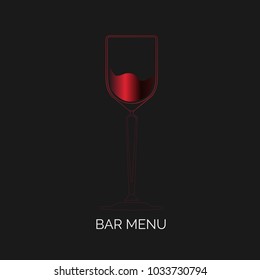 Glass of red wine on dark gray background. Icon, symbol, logo alcohol. For the menu, bar, restaurant, wine list. minimal.