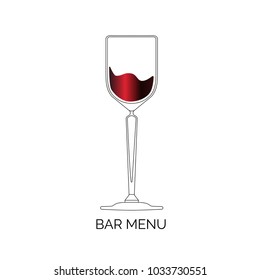 Glass of red wine on white background. Icon, symbol, logo alcohol. For the menu, bar, restaurant, wine list. minimal.
