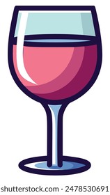 Una copa de vino tinto sobre un fondo blanco. Ilustración vectorial