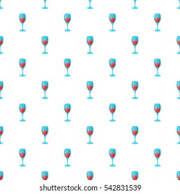Glass of red wine pattern. Cartoon illustration of glass of red wine vector pattern for web