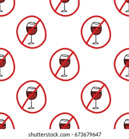 glass of red wine seamless doodle pattern