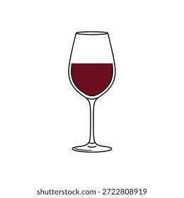 Vaso con vino tinto. Simple Ilustración vectorial.
