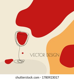 Glass of red wine in sketch style. Vector concept illustration of alcoholic drinks. Wineglass icon. Poster for wine tasting, party, restaurant menu.