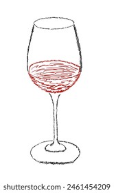 Vaso de vino tinto, Ilustración vectorial de bocetos