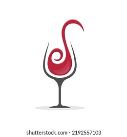  glass of red wine. template for logo, sticker, logo, label and creative idea. Flat style