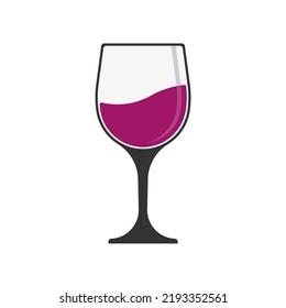 A glass of red wine. Template for a logo, sticker, brand or label. Icon for websites and applications. Flat style